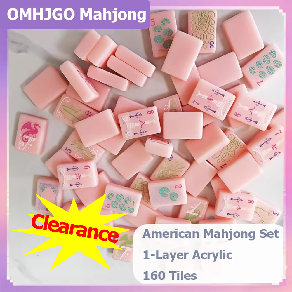 Board Game Mahjong - 밝은 핑크색 단층 아메리칸 마작 세트