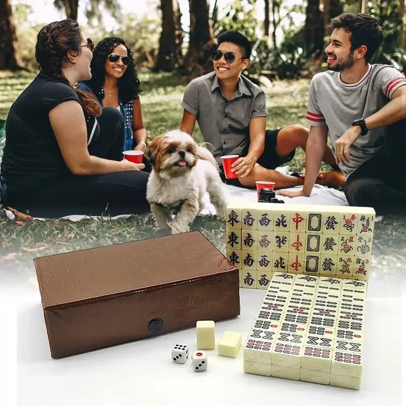 Board Game Mahjong - 중국 마작 게임 세트 144개의 흰색