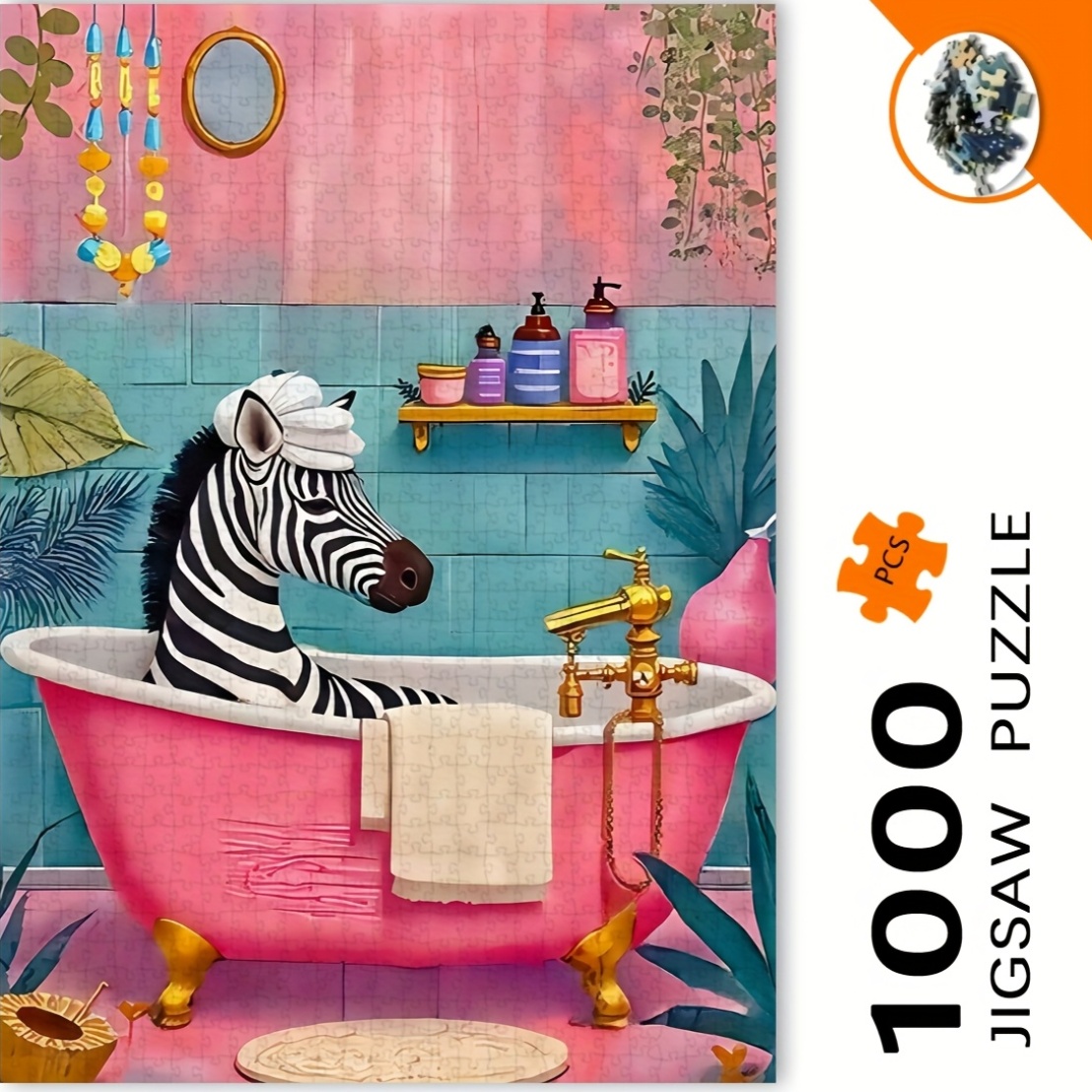 Jigsaw Puzzle Adult - 1000피스 버블 목욕 속의 얼룩말 직소